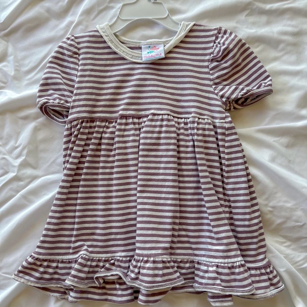 Stitchy Fish Purple Striped Ruffle Dress